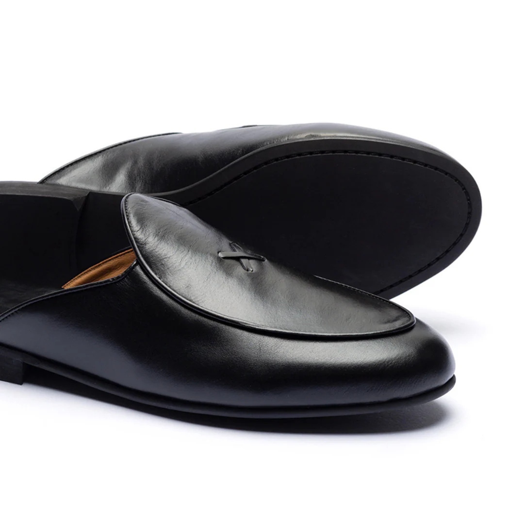Men's Black Leather Milano Mule - Image 3