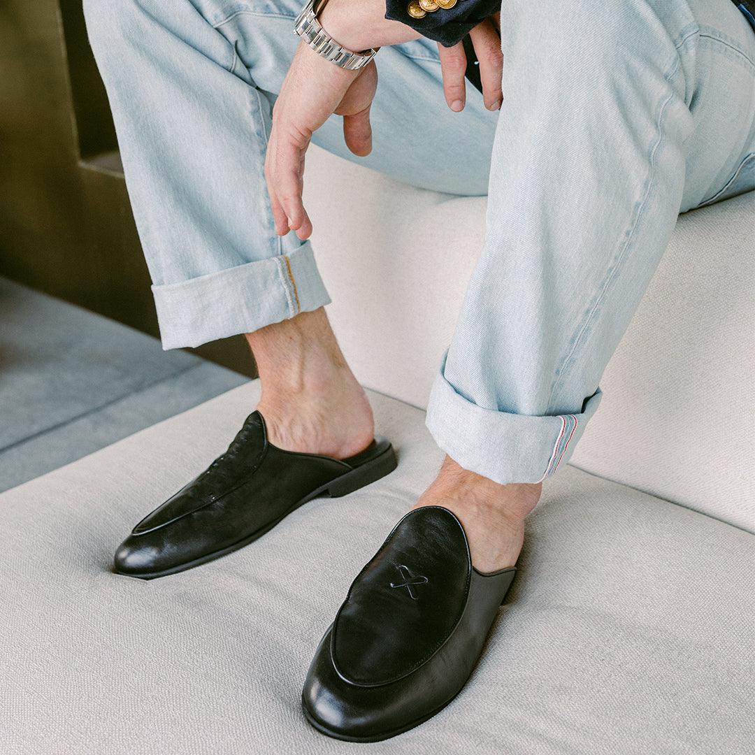 Men's Black Leather Milano Mule - Image 6