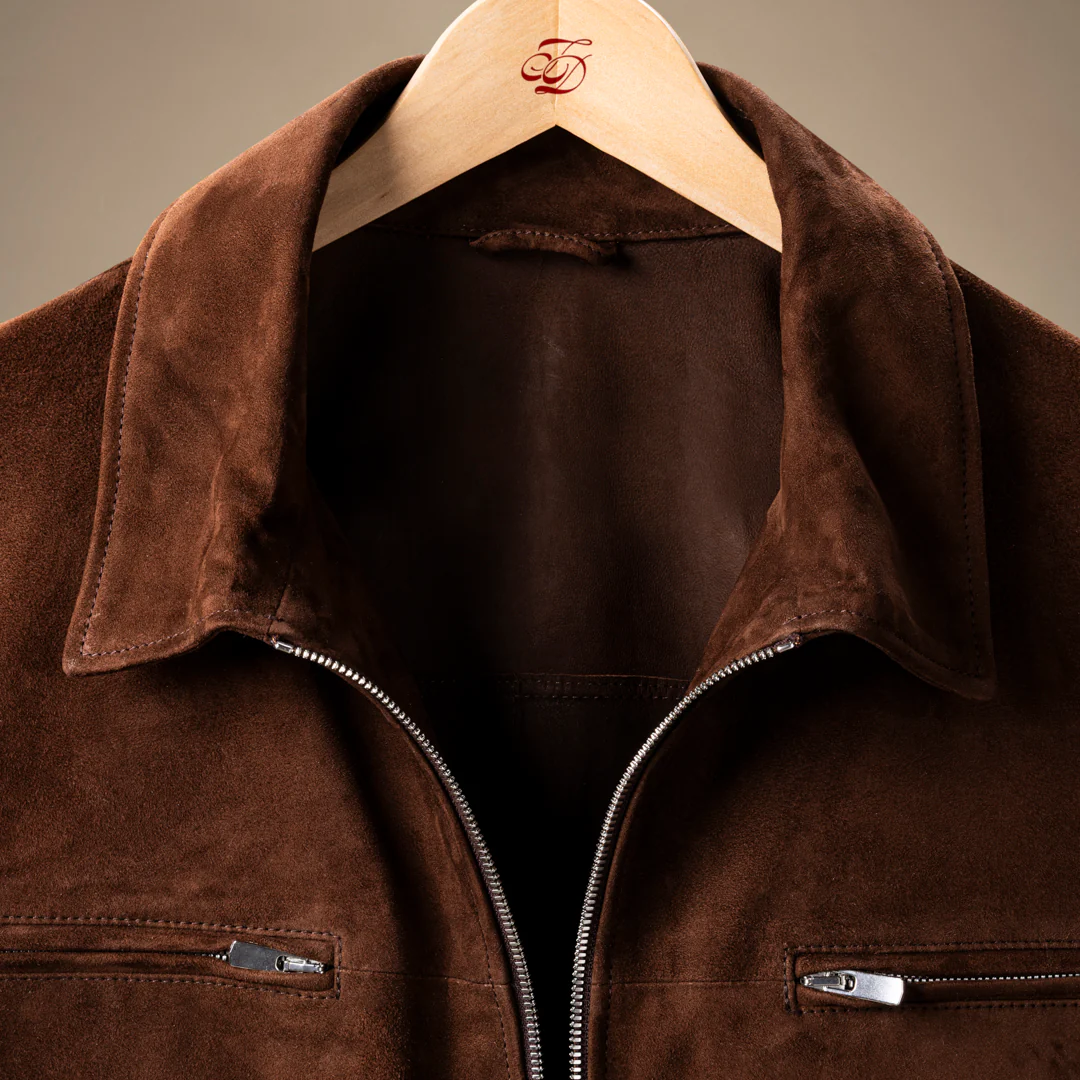 Cafe Racer Jacket - Brown Suede - Image 5