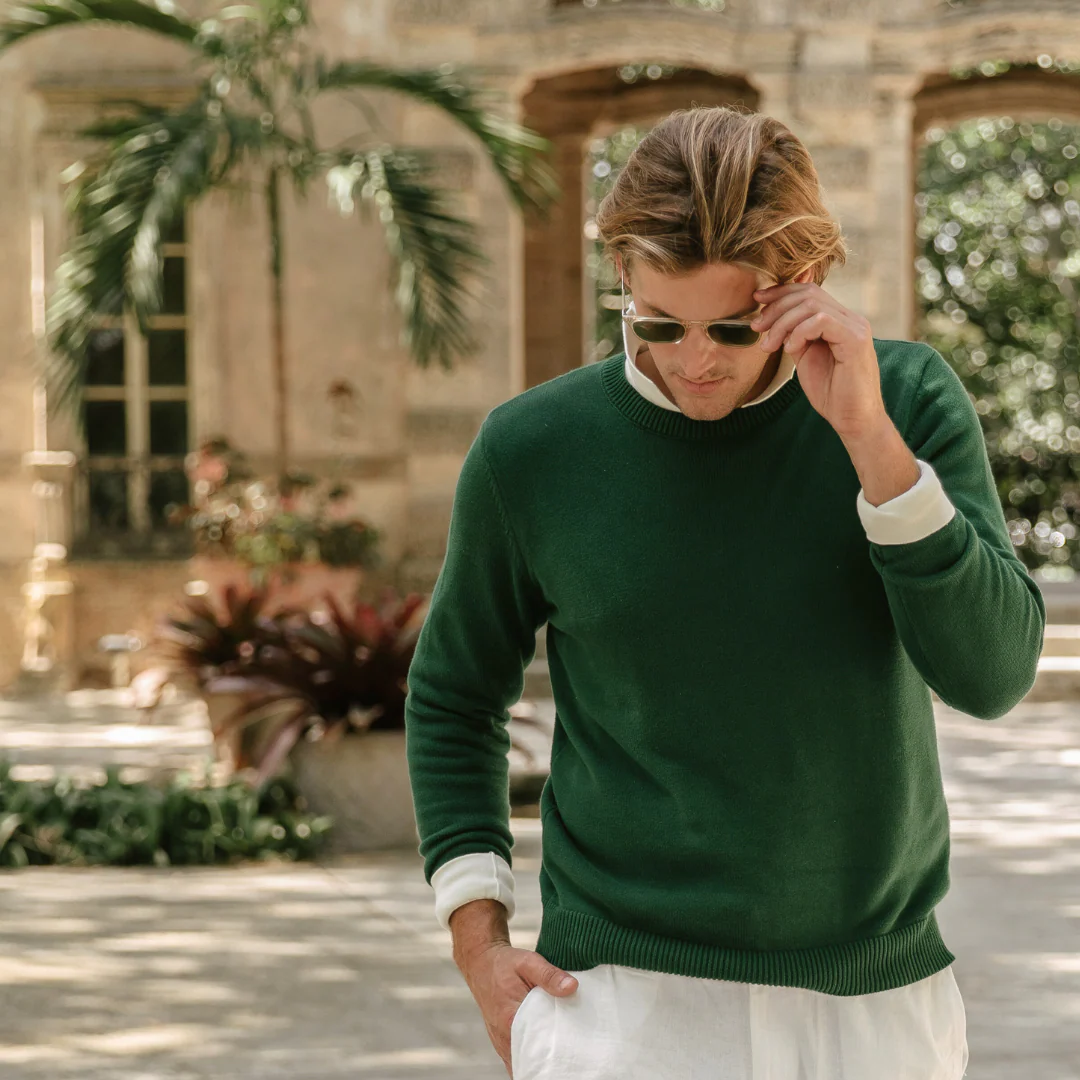 Men's Classic Crewneck Sweater - Forest Green - Image 4
