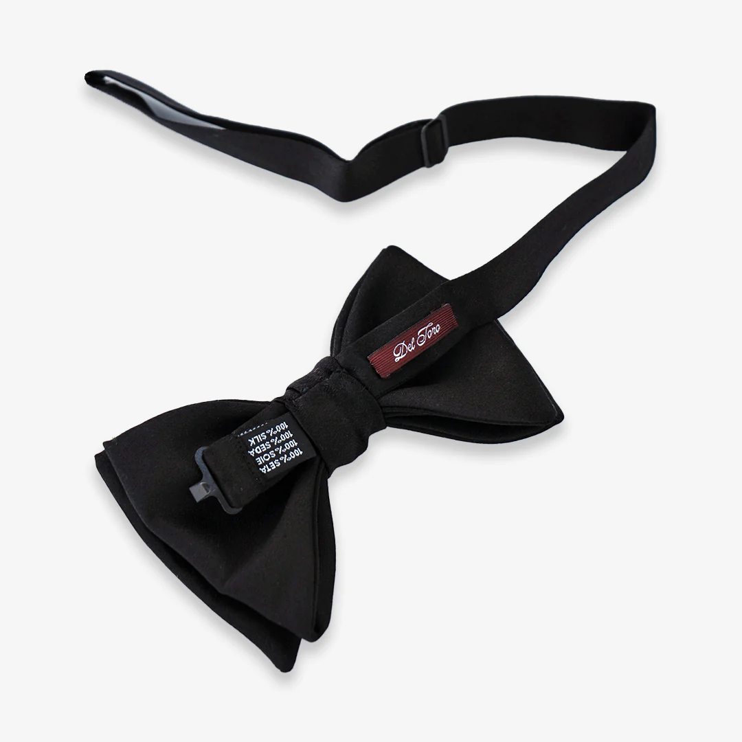 Satin Butterfly Bow Tie - Black - Image 4