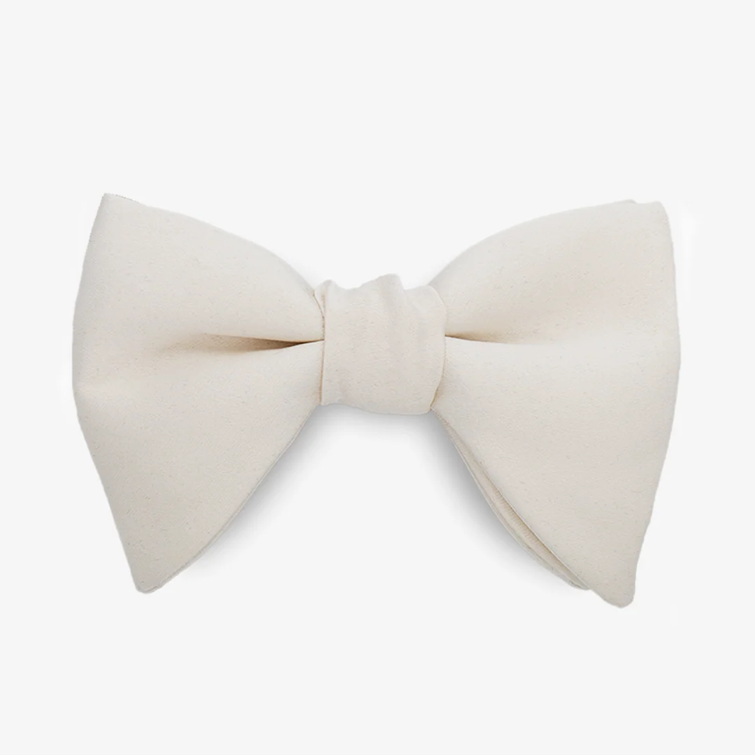 Satin Butterfly Bow Tie - Vintage White - Image 3