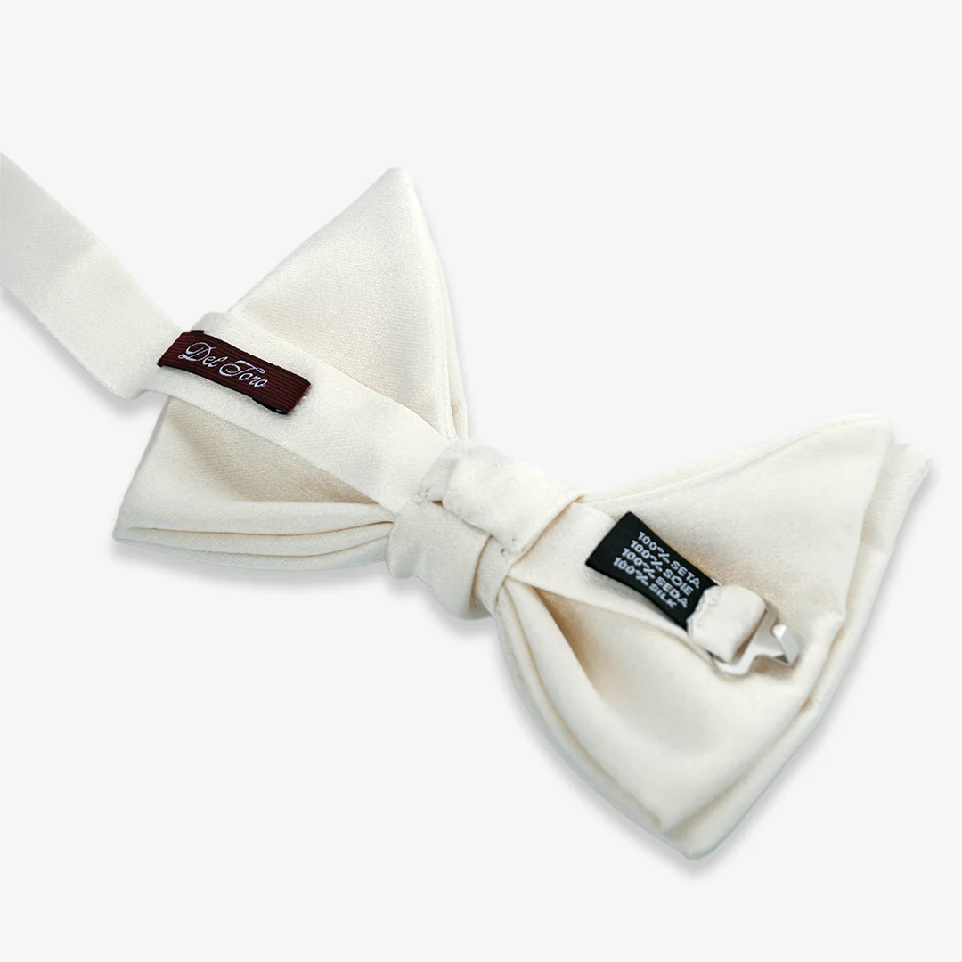 Satin Butterfly Bow Tie - Vintage White - Image 5