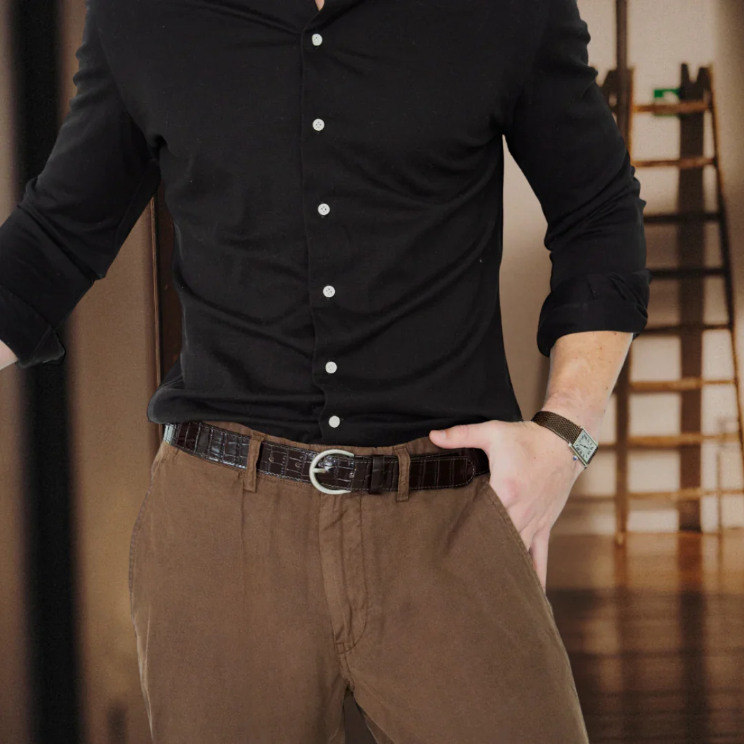Classic Belt - Dark Brown Crocco - Image 2