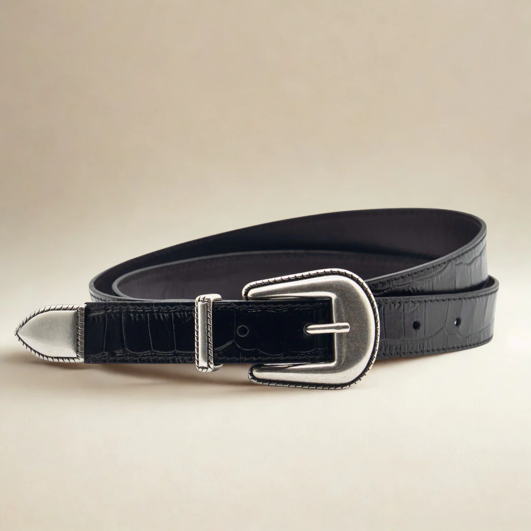Western Belt - Black Crocco