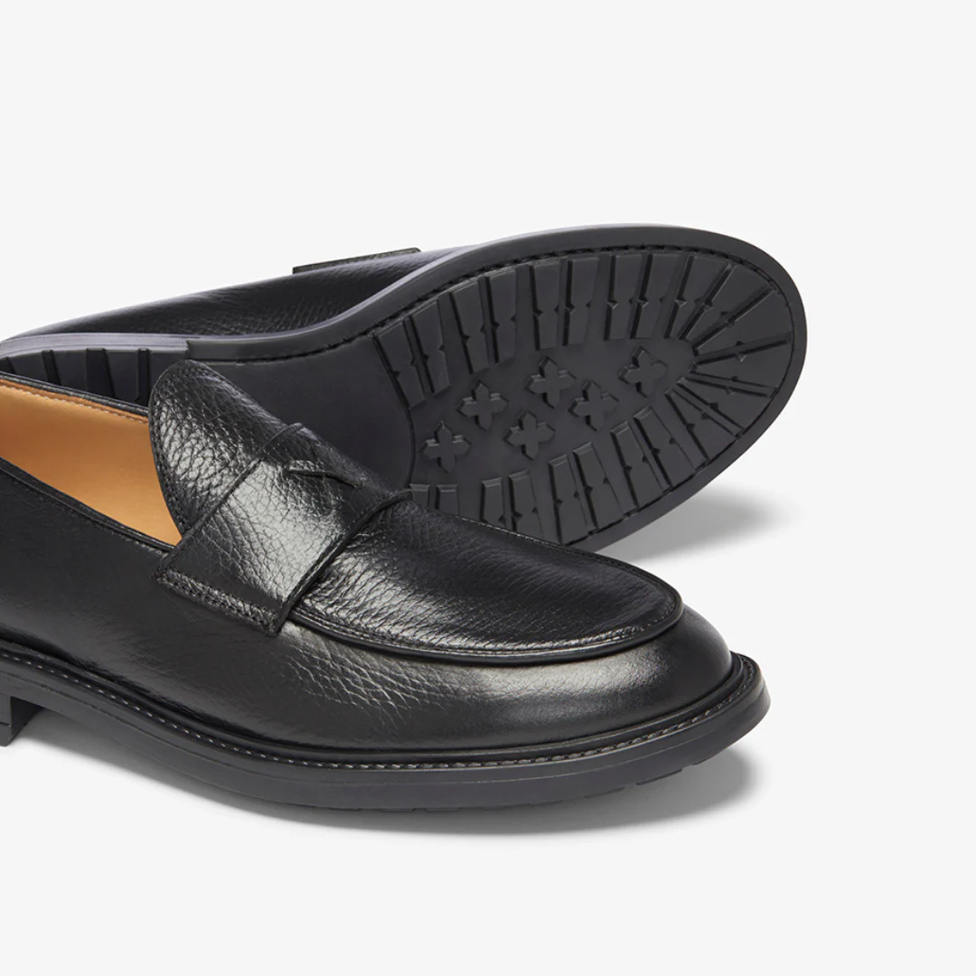 Men's Black Pebbled Leather Lug Centesimo - Image 3