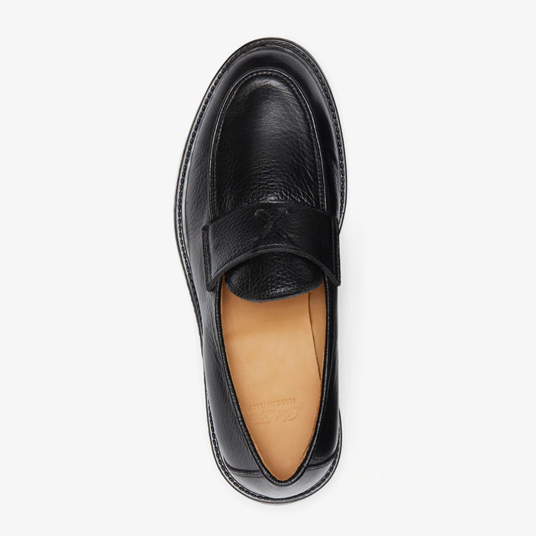 Men's Black Pebbled Leather Lug Centesimo - Image 7