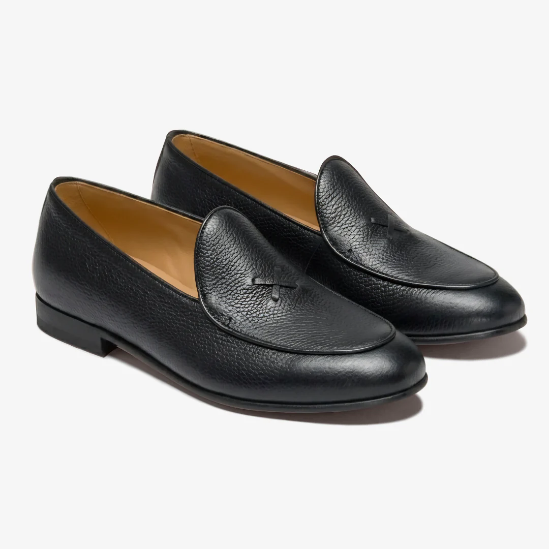 Men's Black Pebbled Leather Milano Loafer - Image 3