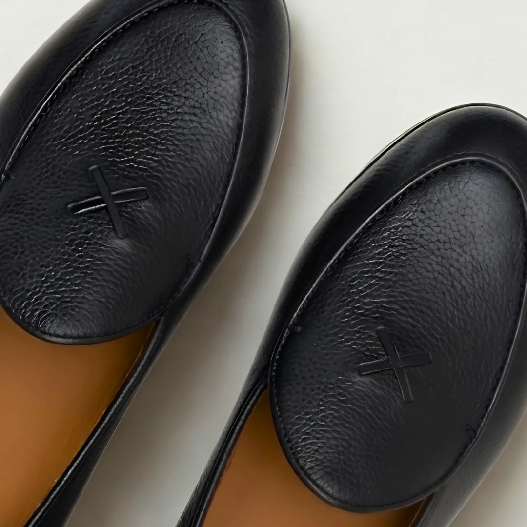 Men's Black Pebbled Leather Milano Loafer - Image 5