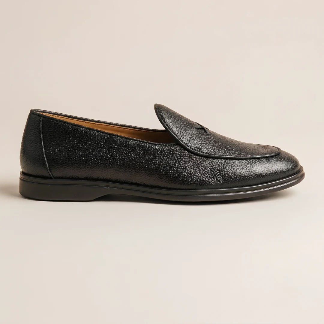 Men's Black Pebbled Leather Viaggio Loafer - Image 13