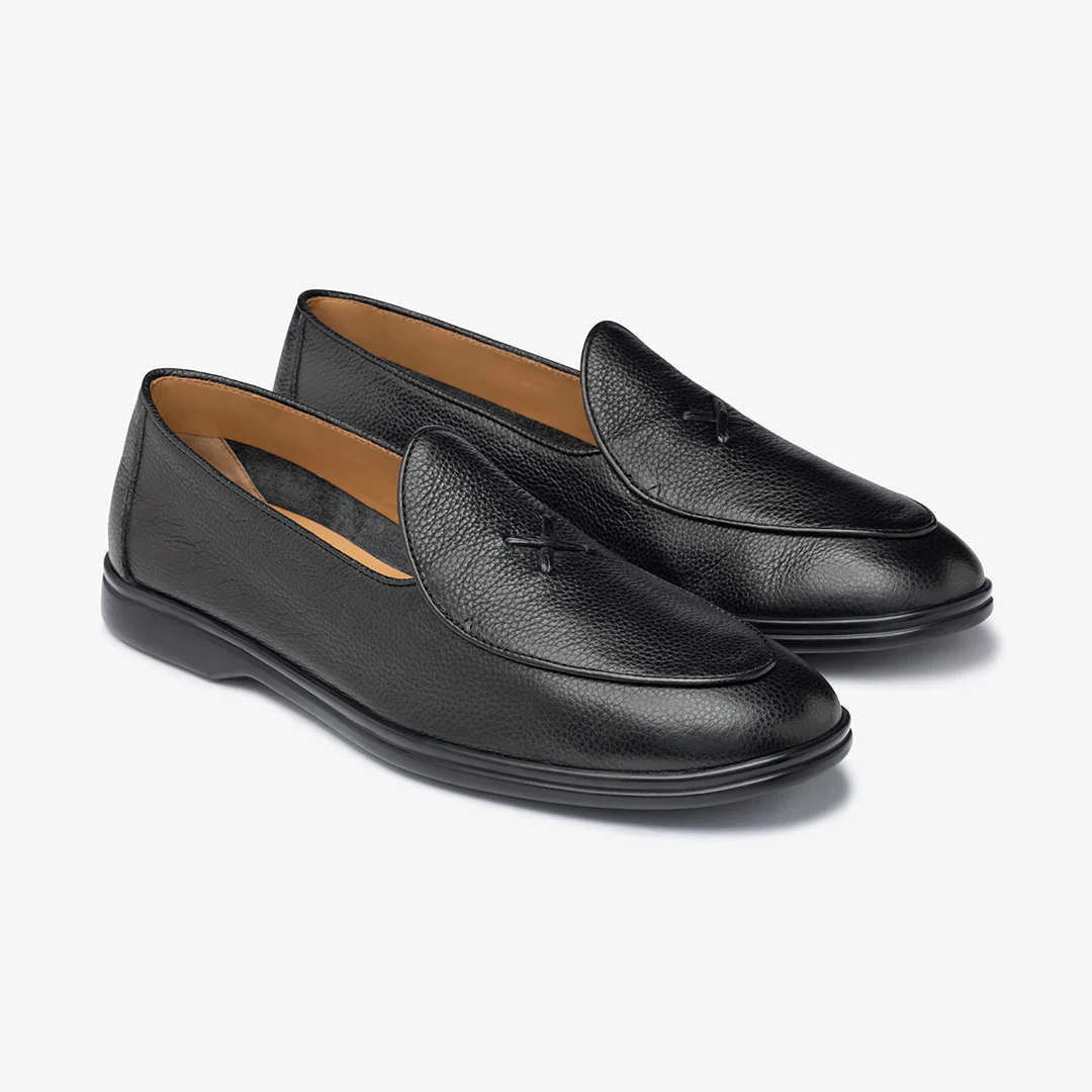 Men's Black Pebbled Leather Viaggio Loafer - Image 14