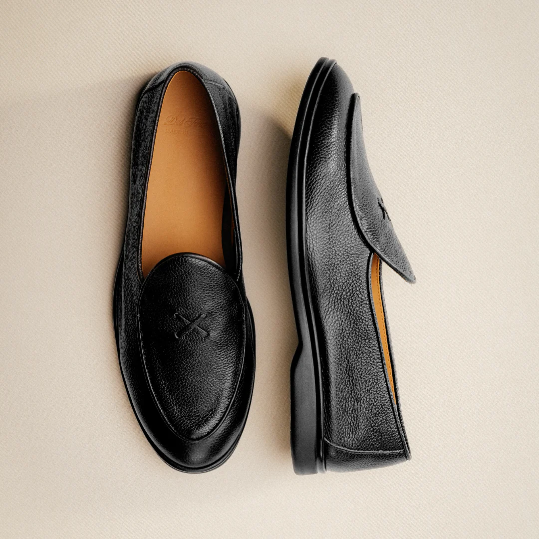 Men's Black Pebbled Leather Viaggio Loafer - Image 3