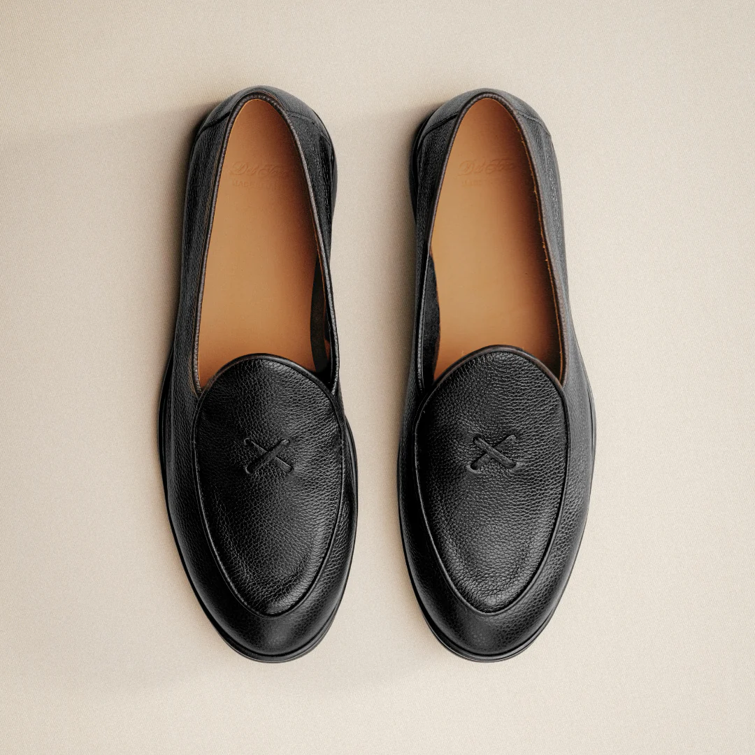 Men's Black Pebbled Leather Viaggio Loafer - Image 5