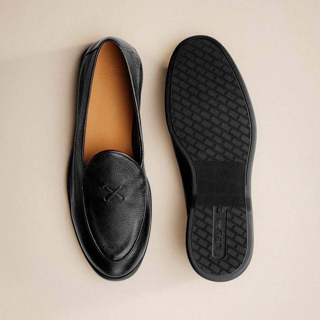 Men's Black Pebbled Leather Viaggio Loafer - Image 7