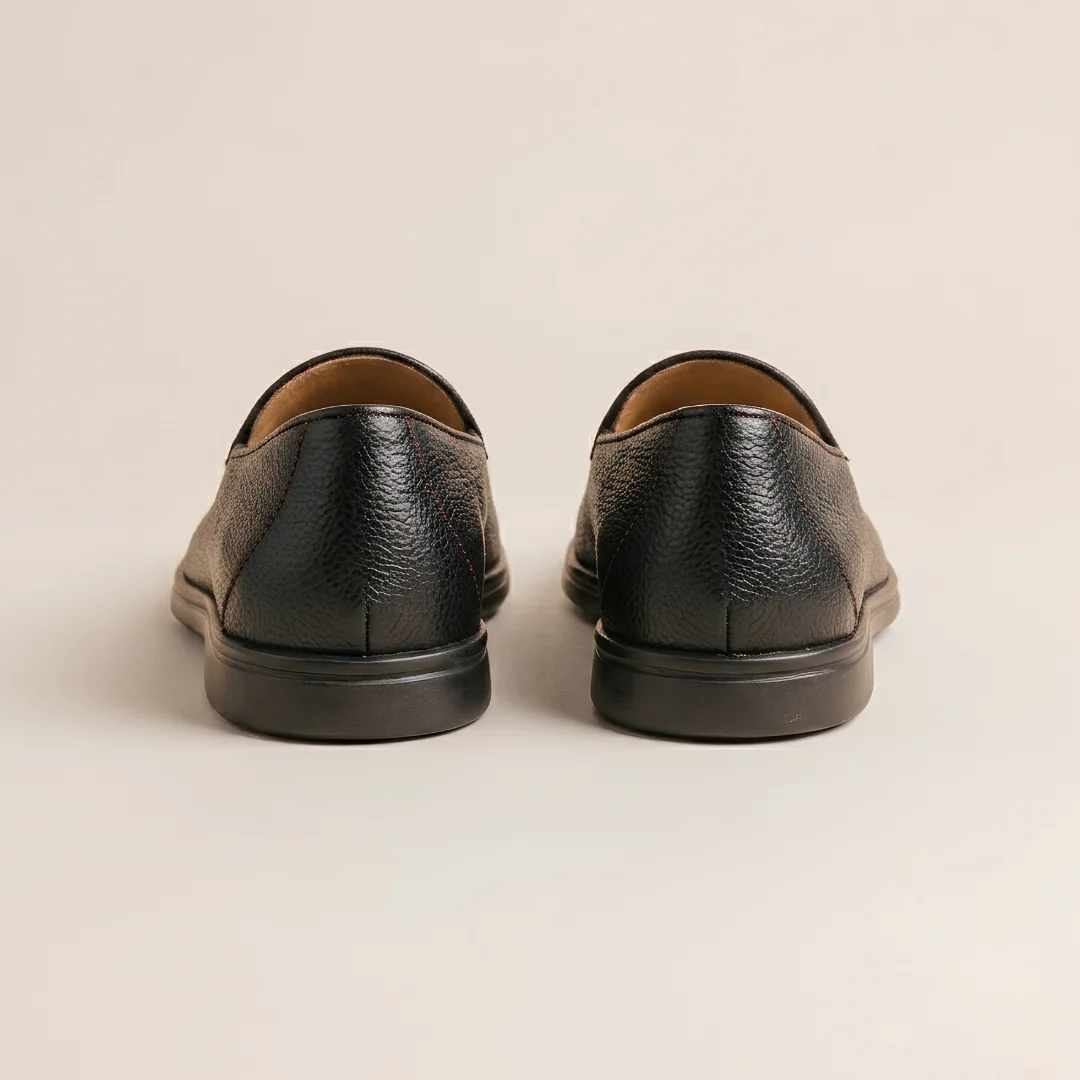 Men's Black Pebbled Leather Viaggio Loafer - Image 9