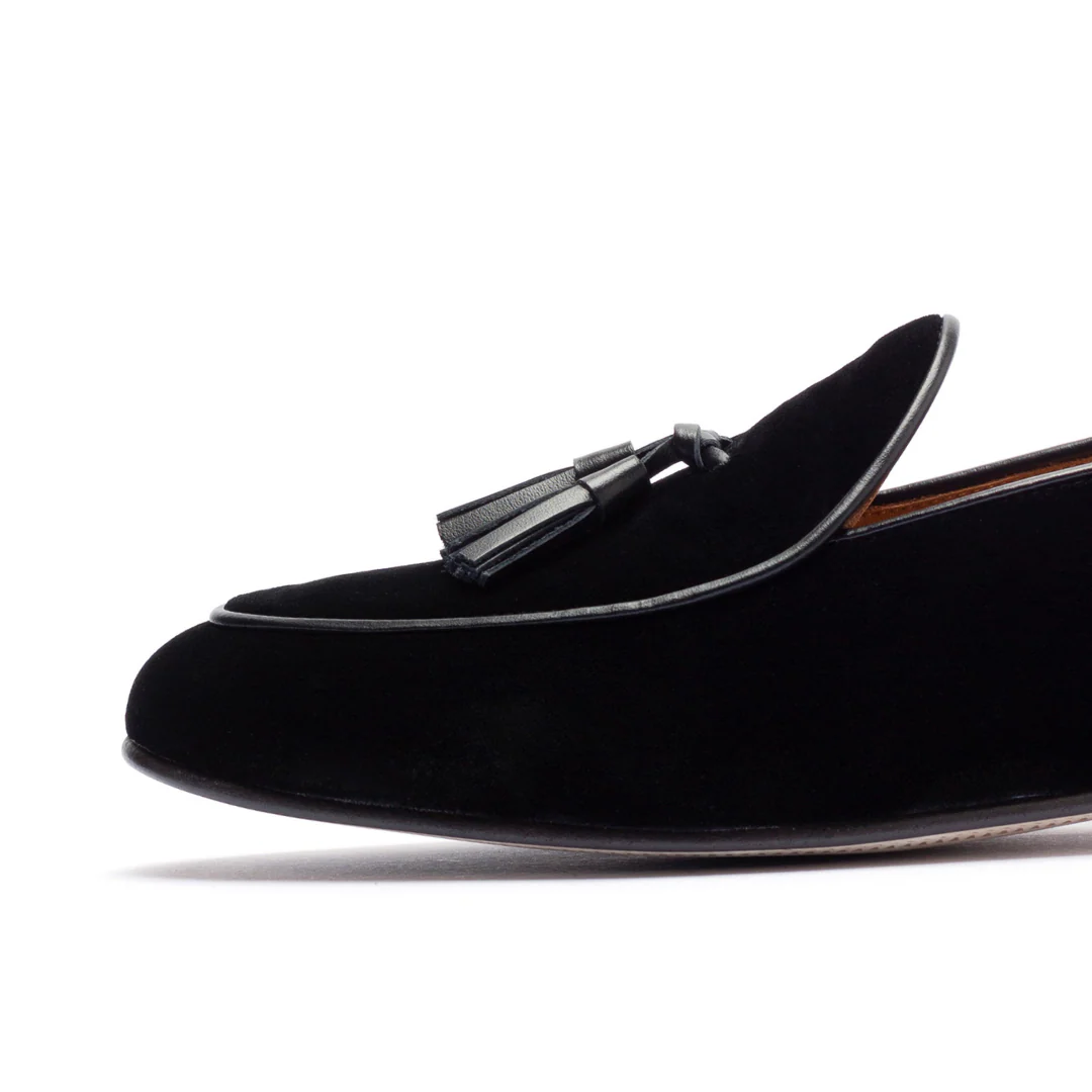 Men's Black Velvet Tassel Loafer - Image 4