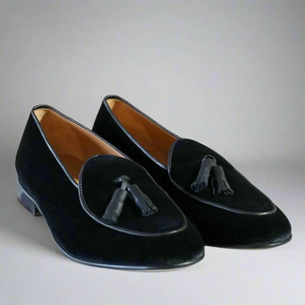 Men's Black Velvet Tassel Loafer - Image 7