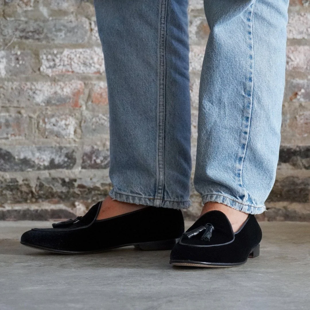 Men's Black Velvet Tassel Loafer - Image 8