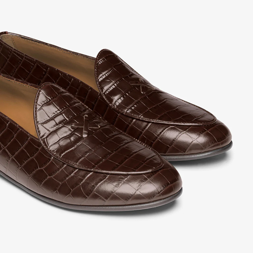 Men's Dark Brown Full Croc Milano Loafer - Image 3