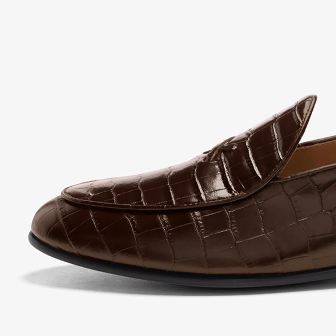 Men's Dark Brown Full Croc Milano Loafer - Image 5