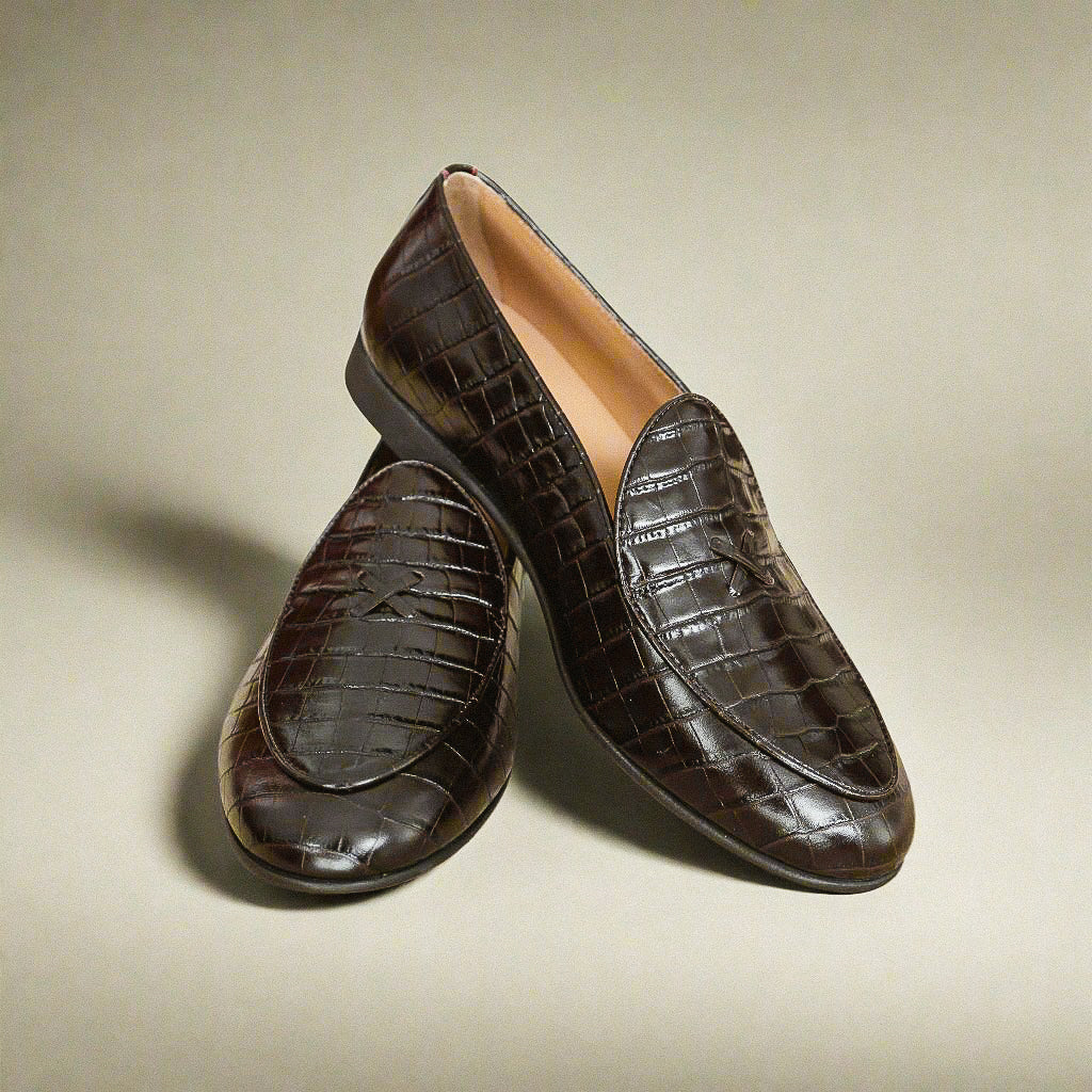 Men's Dark Brown Full Croc Milano Loafer - Image 8