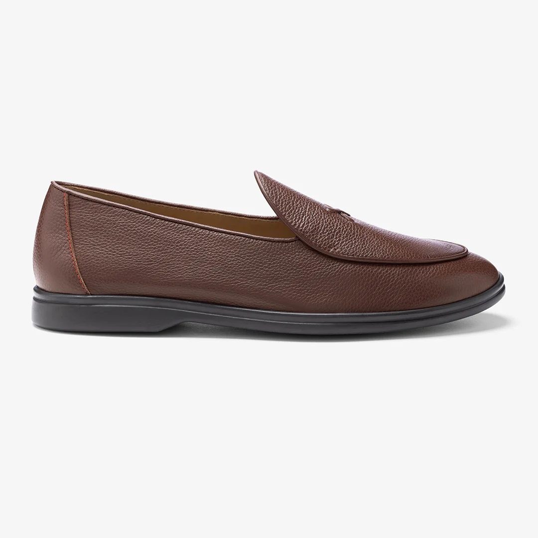 Men's Dark Brown Pebbled Leather Viaggio Loafer