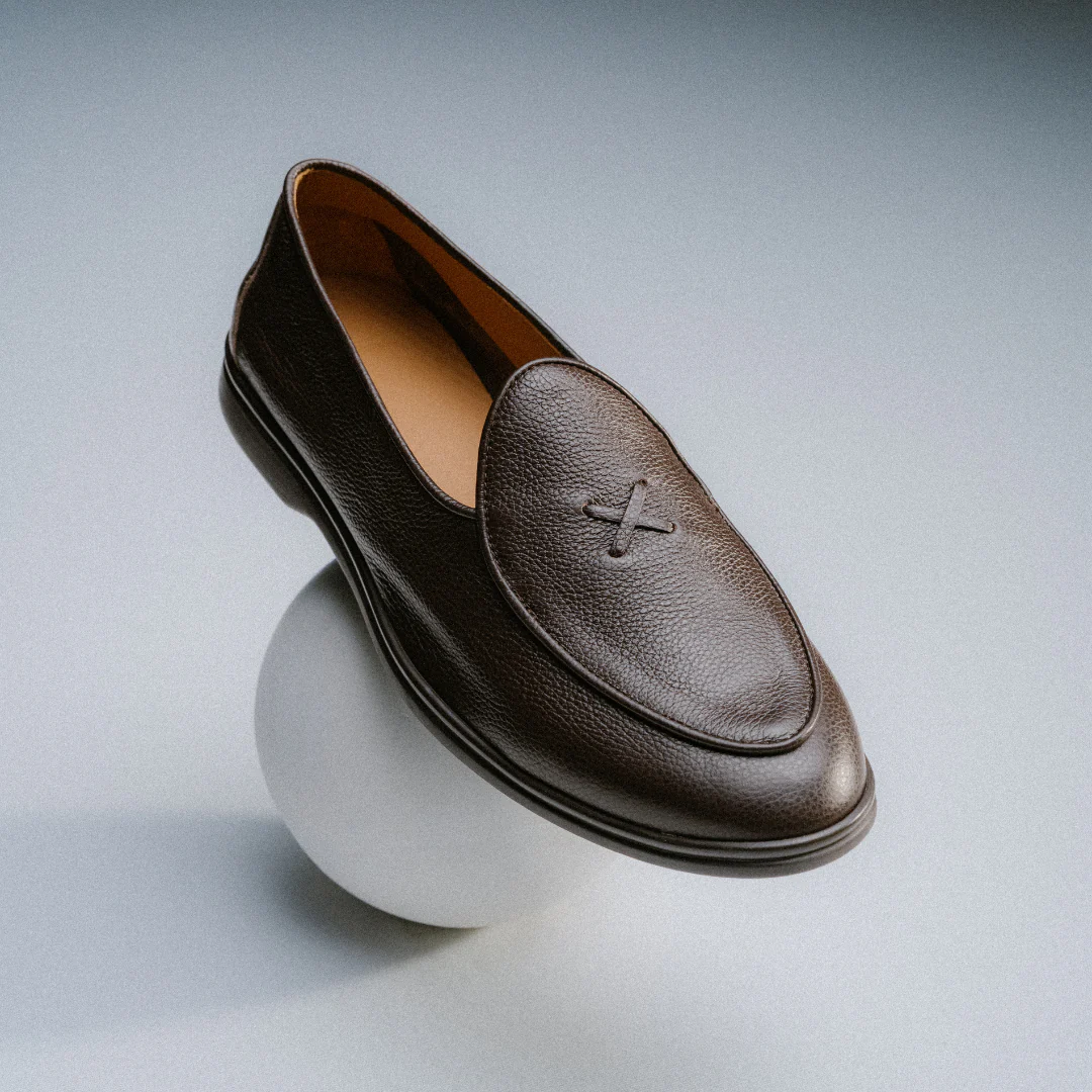 Men's Dark Brown Pebbled Leather Viaggio Loafer - Image 10