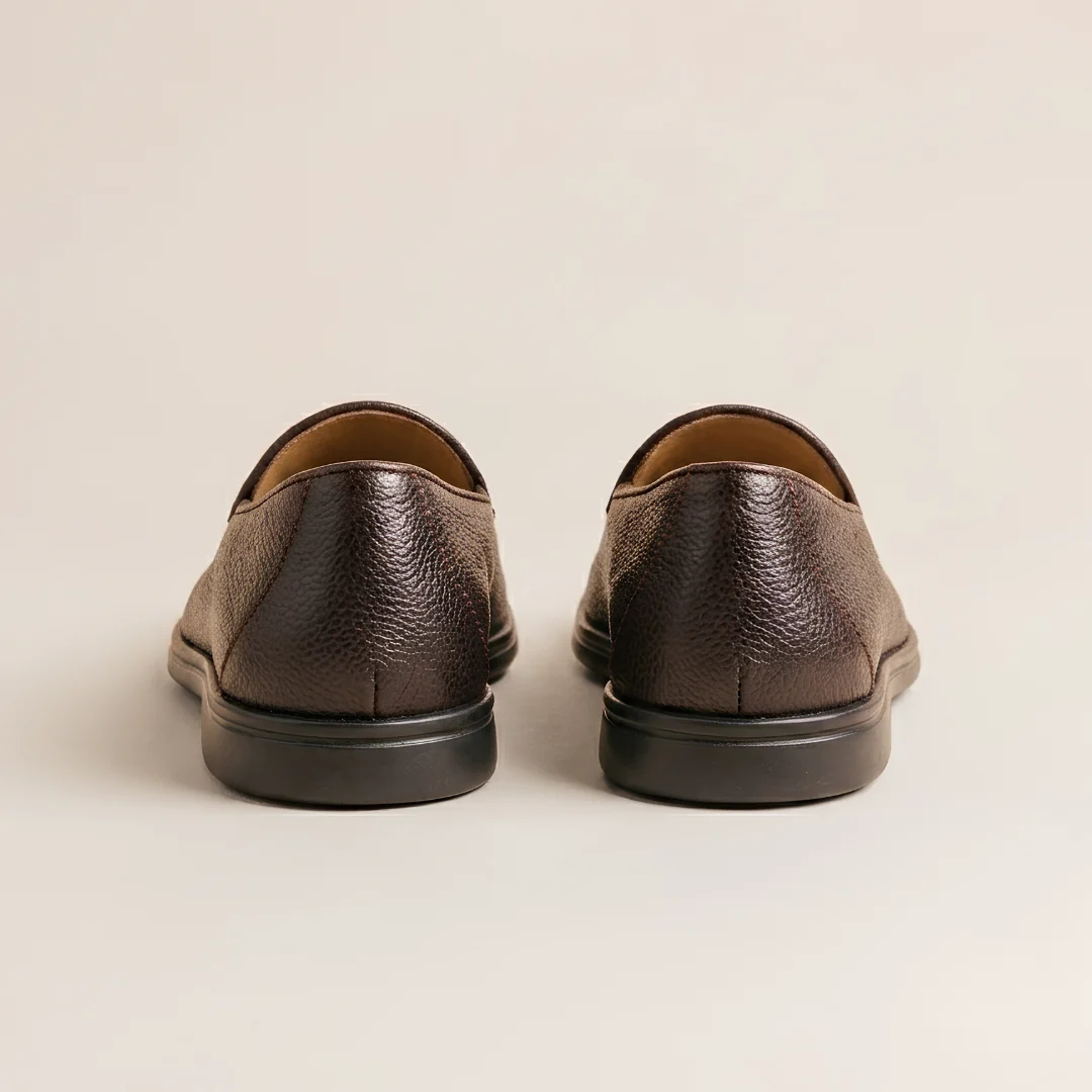 Men's Dark Brown Pebbled Leather Viaggio Loafer - Image 11