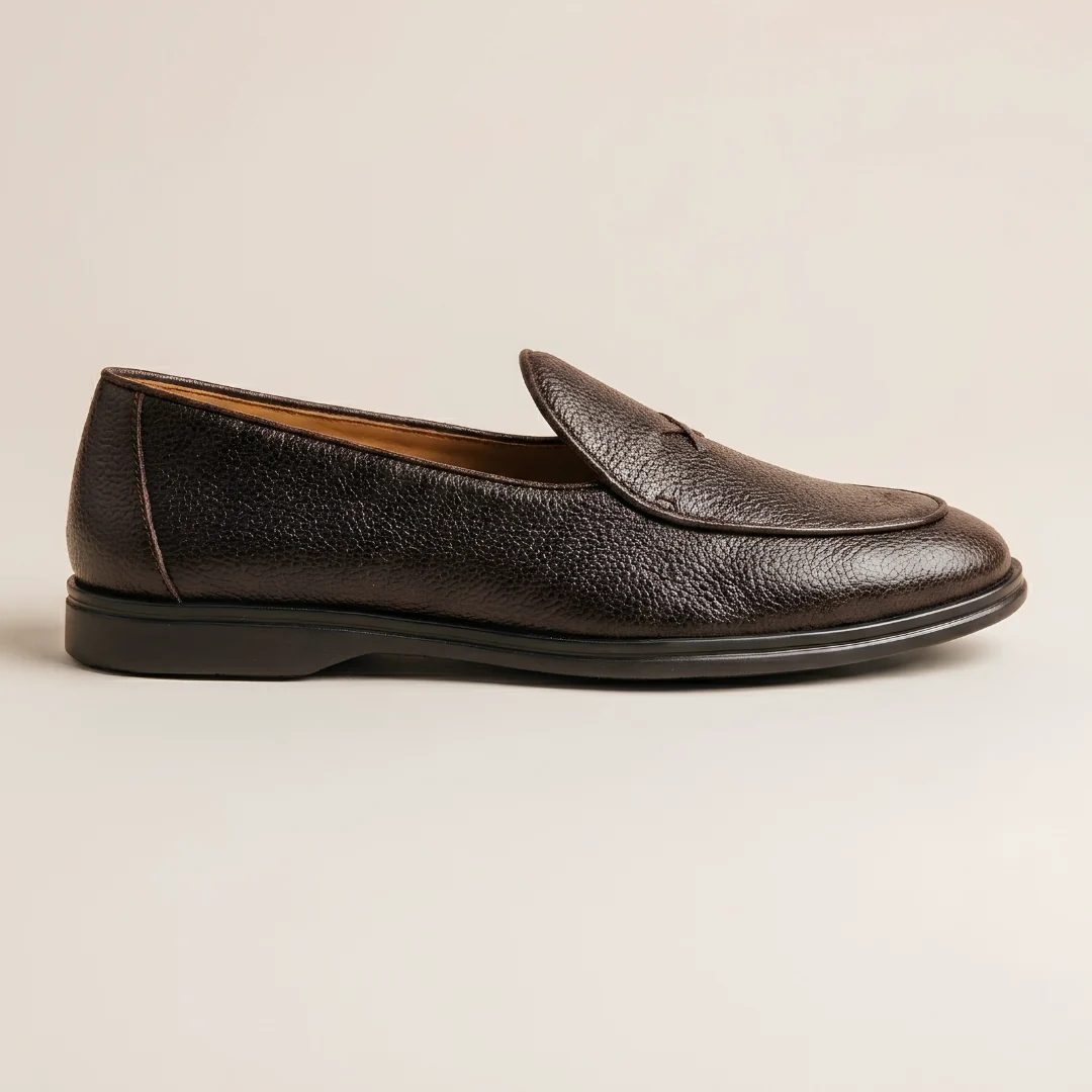 Men's Dark Brown Pebbled Leather Viaggio Loafer - Image 13