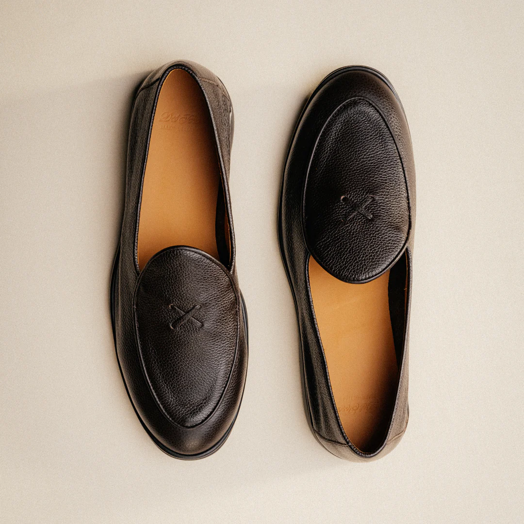 Men's Dark Brown Pebbled Leather Viaggio Loafer - Image 14