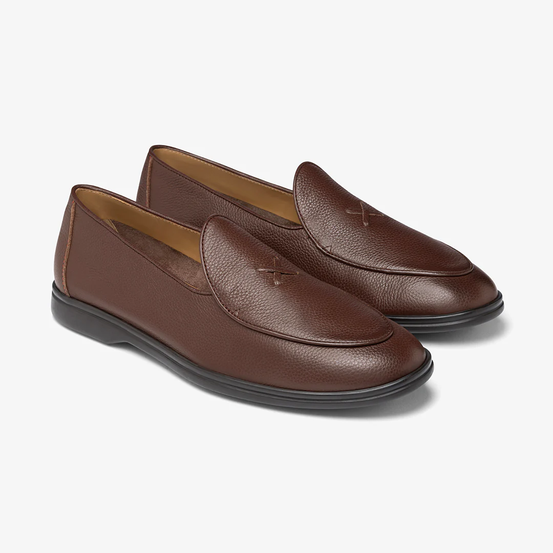 Men's Dark Brown Pebbled Leather Viaggio Loafer - Image 15