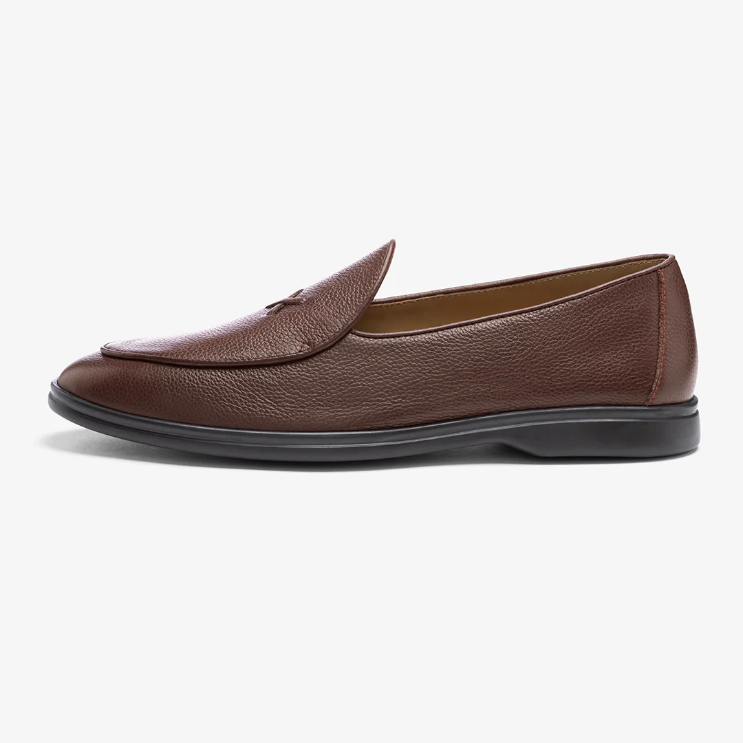 Men's Dark Brown Pebbled Leather Viaggio Loafer - Image 16