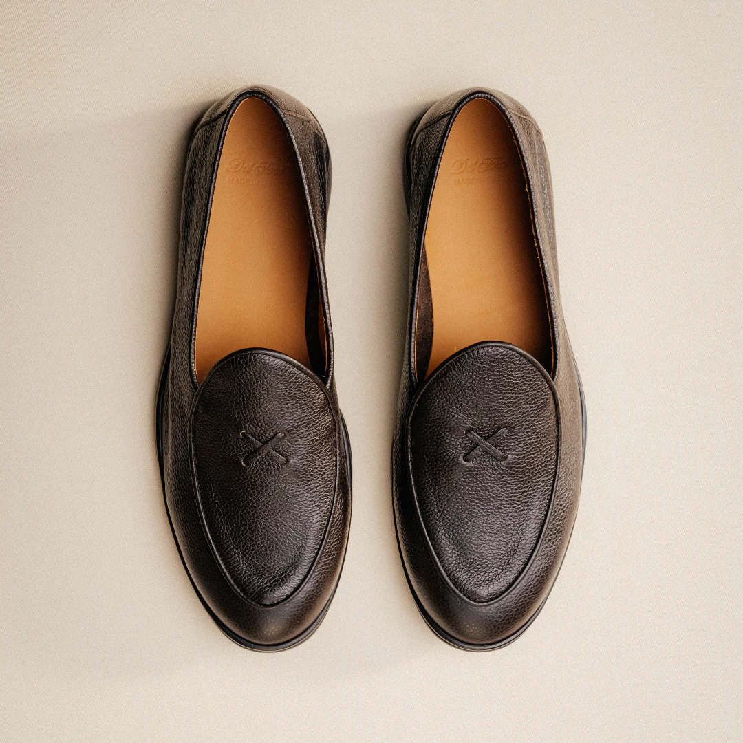 Men's Dark Brown Pebbled Leather Viaggio Loafer - Image 5