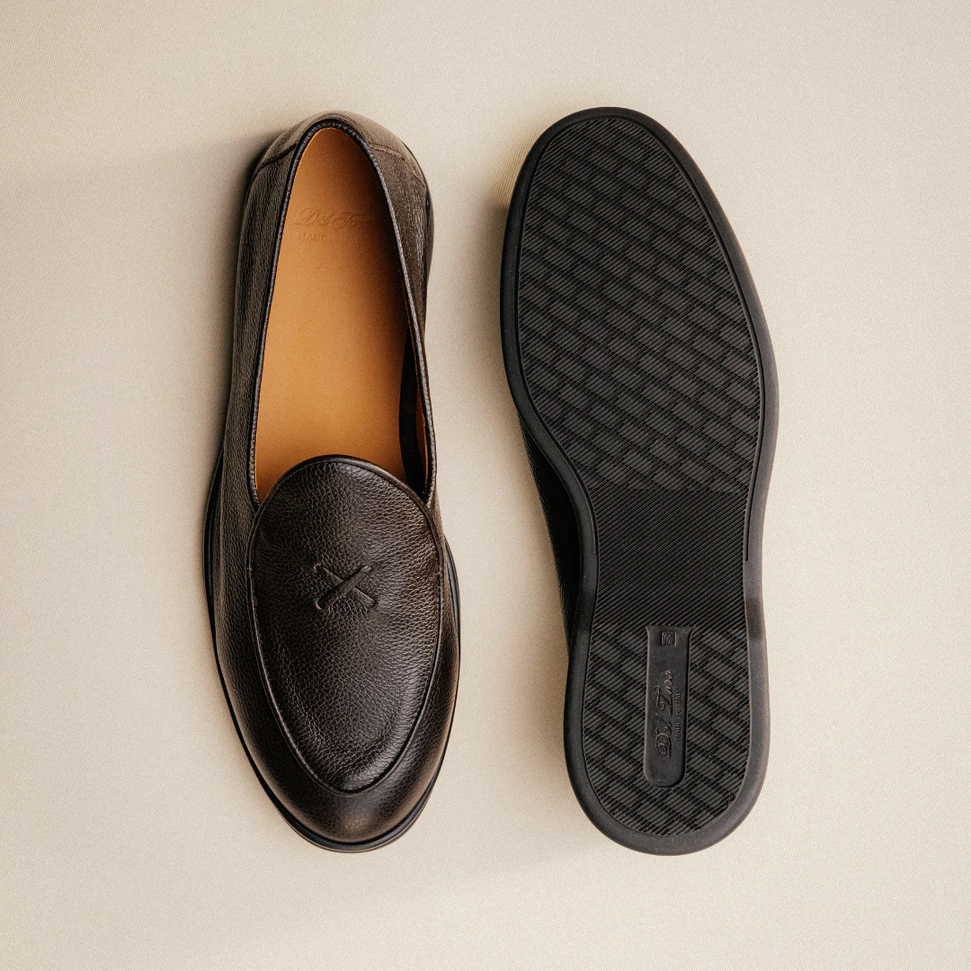Men's Dark Brown Pebbled Leather Viaggio Loafer - Image 7