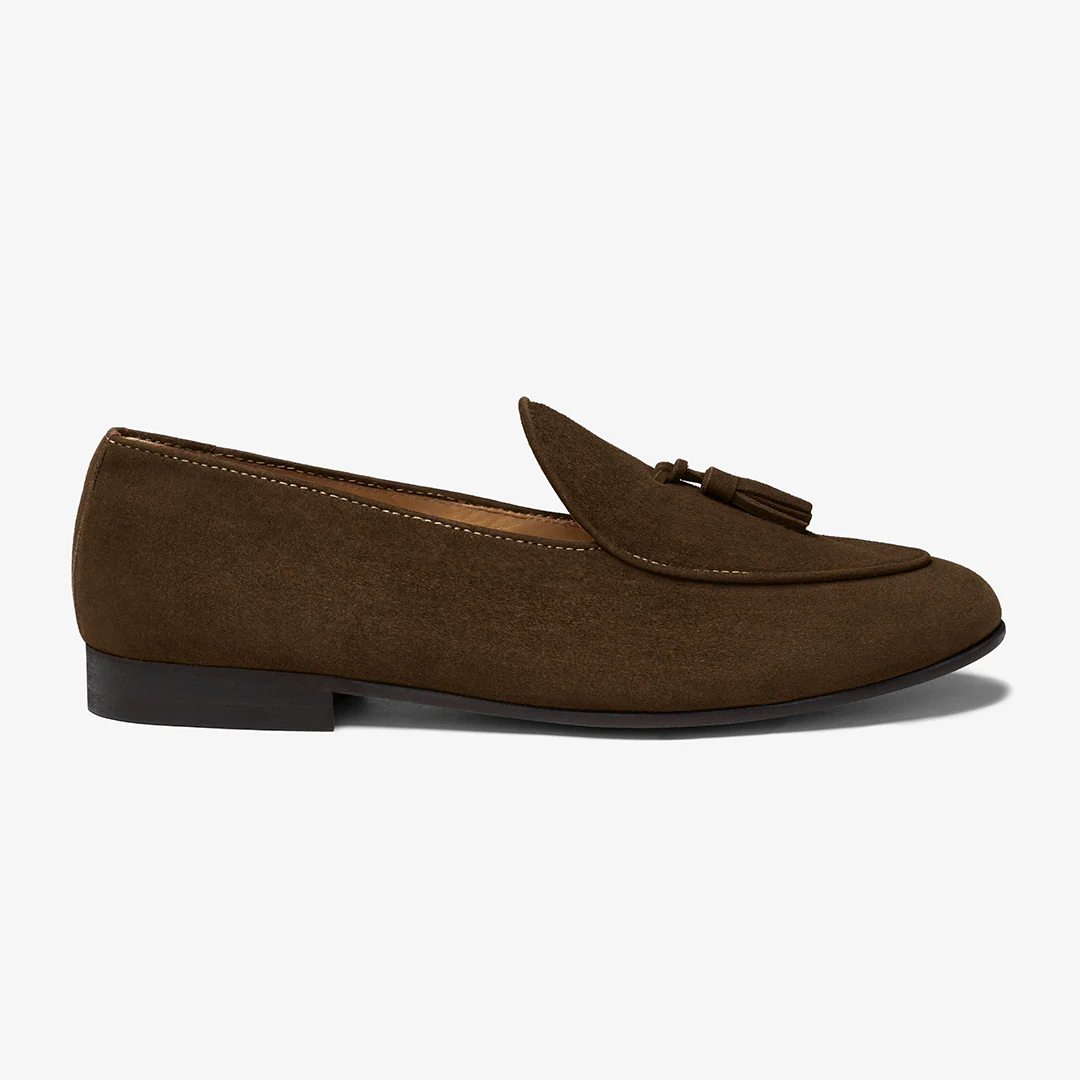 Men's Dark Brown Suede Tassel Loafer