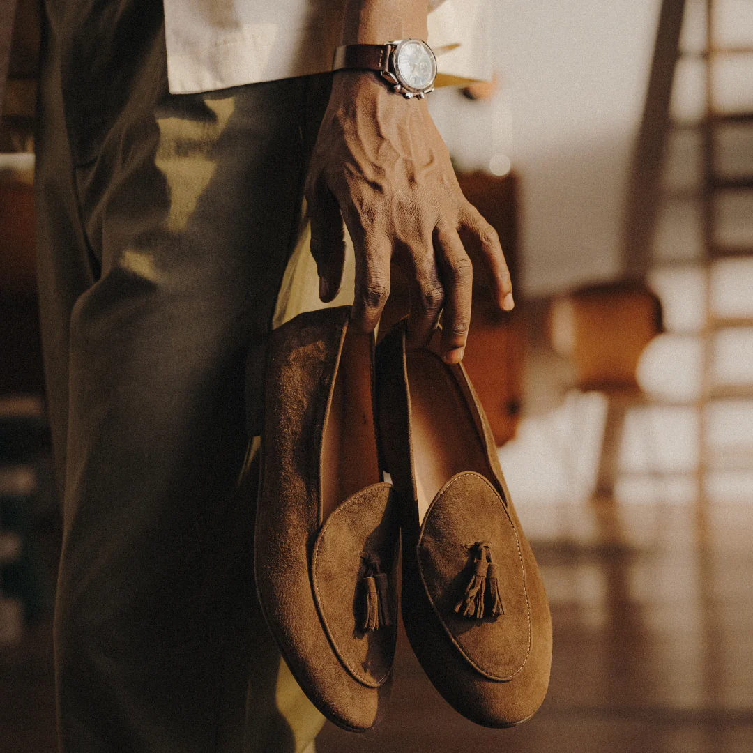 Men's Dark Brown Suede Tassel Loafer - Image 2