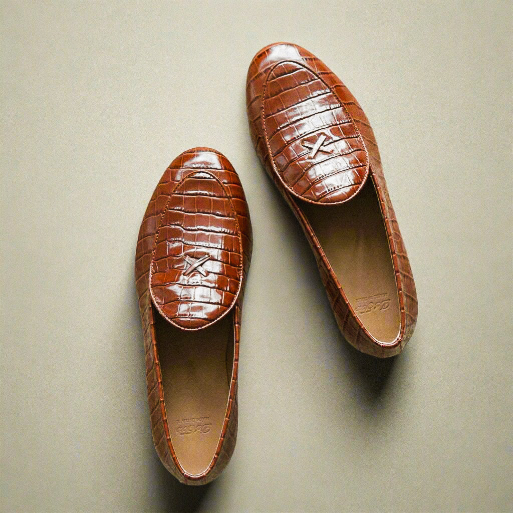 Men's Cognac Full Croc Milano Loafer - Image 12