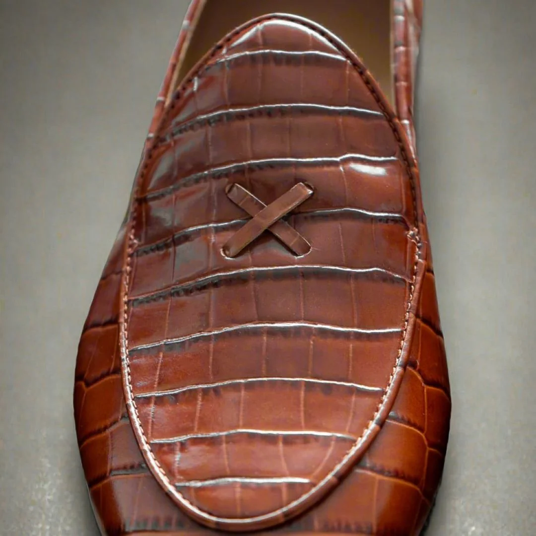 Men's Cognac Full Croc Milano Loafer - Image 14