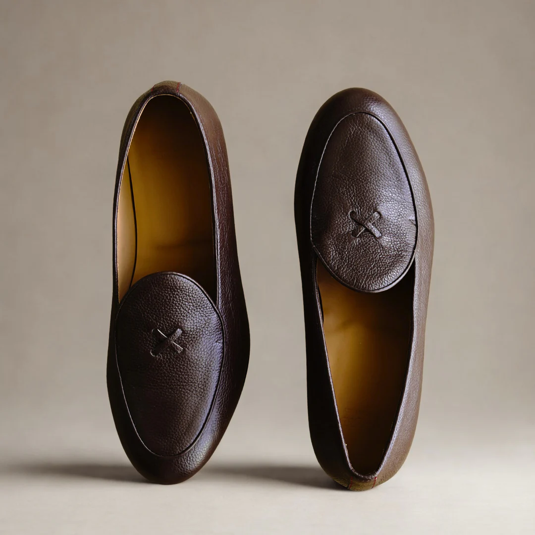 Men's Dark Brown Pebbled Leather Milano Loafer - Image 2