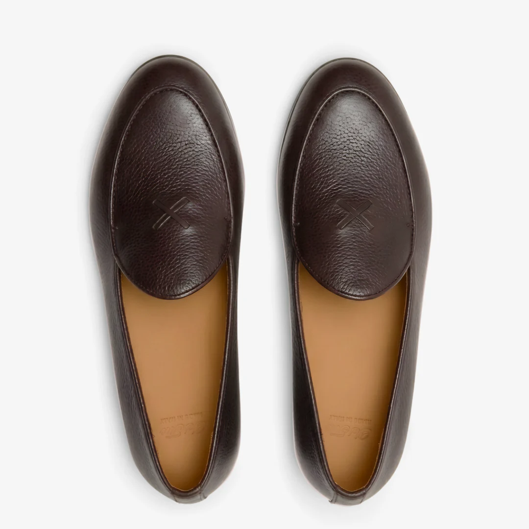 Men's Dark Brown Pebbled Leather Milano Loafer - Image 4