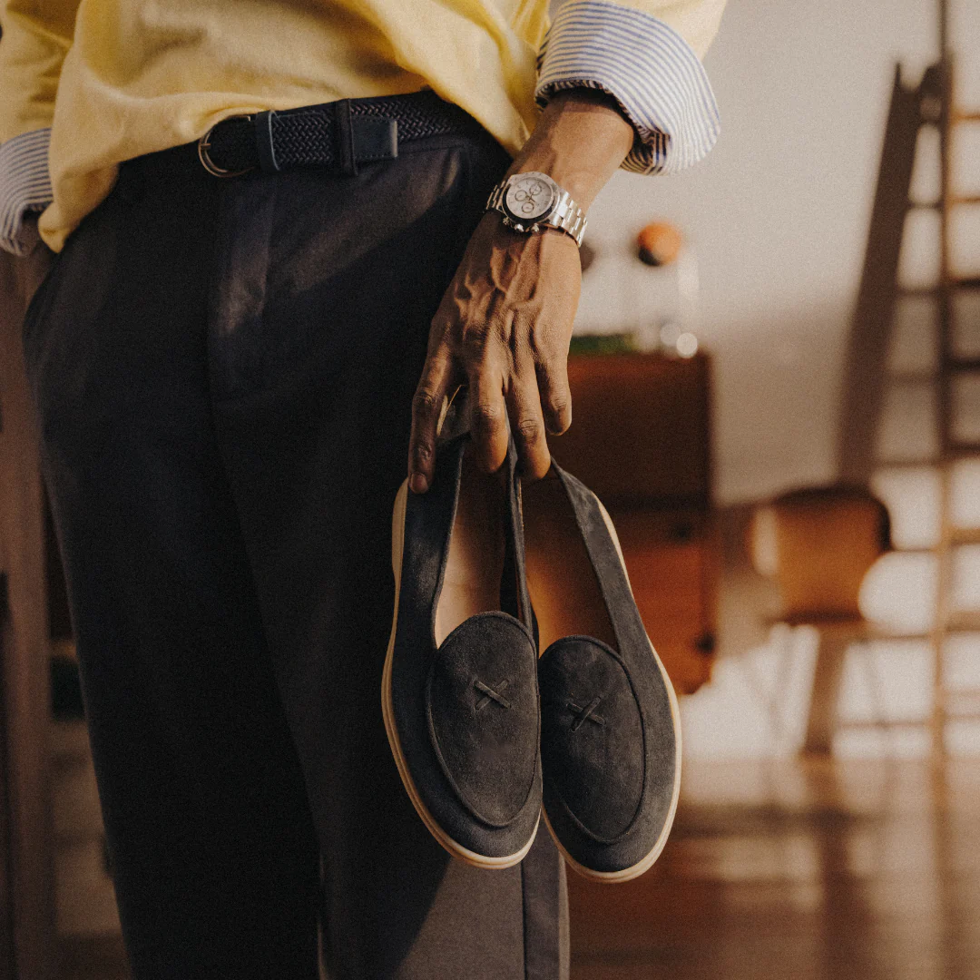 Men's Navy Suede Viaggio Loafer - Image 3