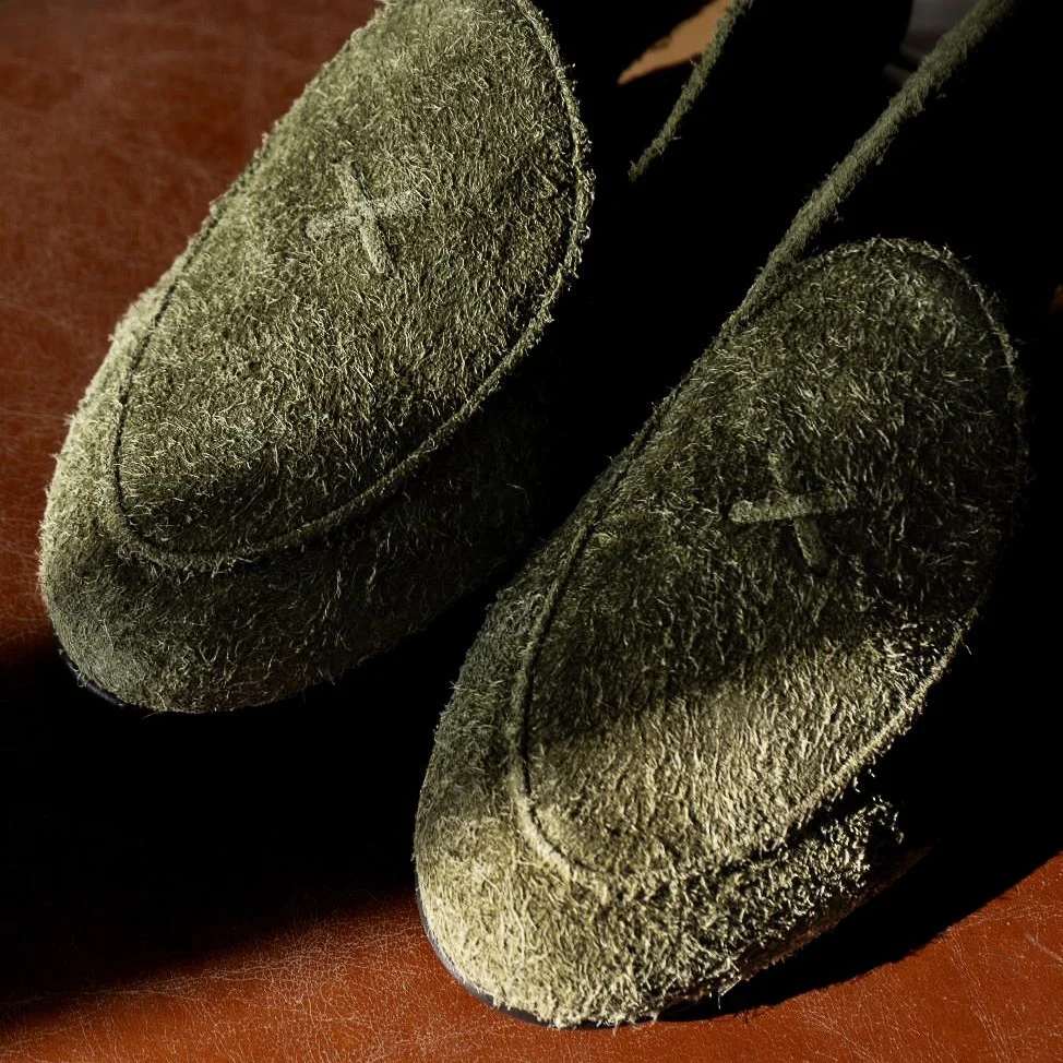 Men's Olive Textured Suede Milano Loafer - Image 8