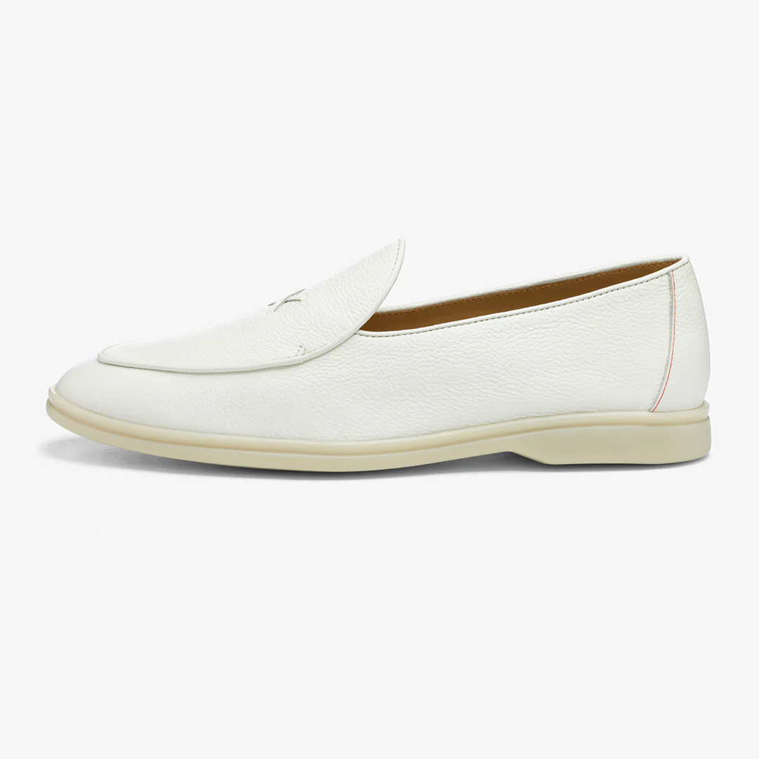 Men's Vintage White Pebbled Leather Viaggio Loafer - Image 10