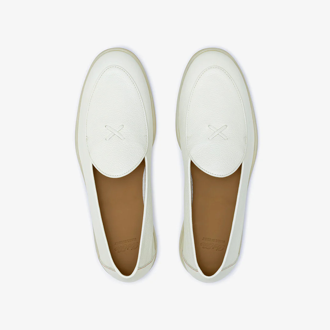 Men's Vintage White Pebbled Leather Viaggio Loafer - Image 11
