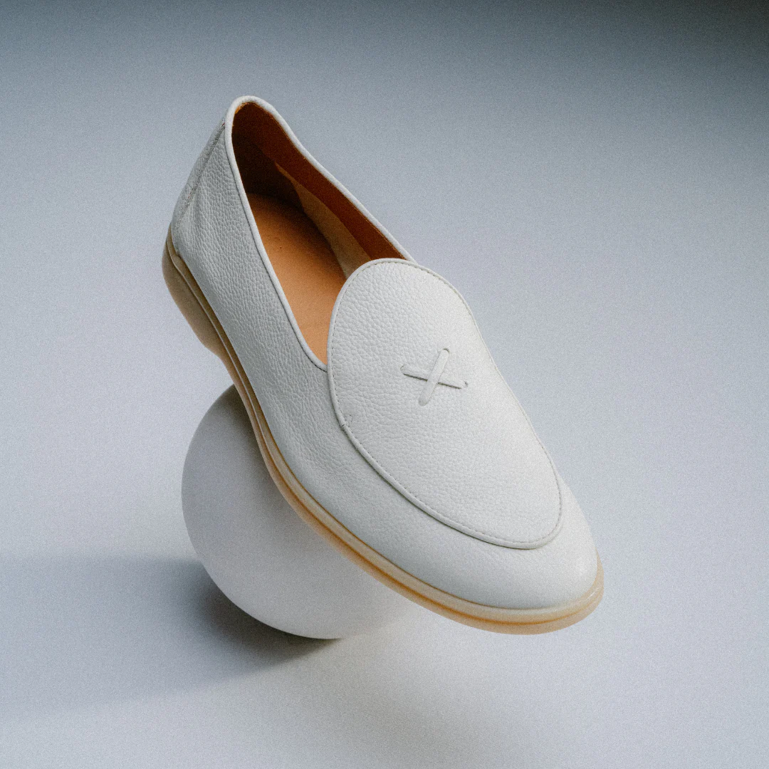 Men's Vintage White Pebbled Leather Viaggio Loafer - Image 3