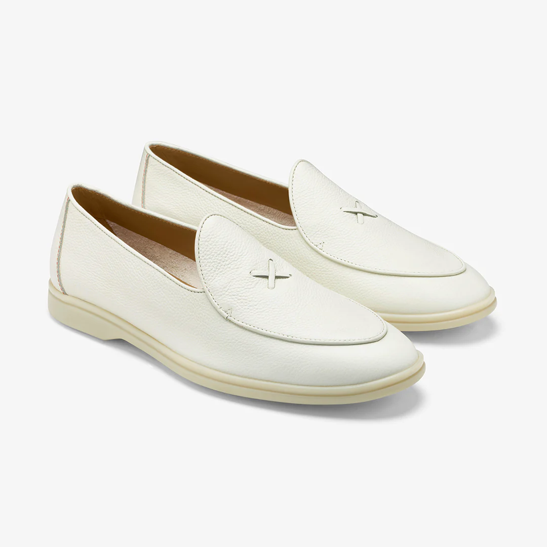 Men's Vintage White Pebbled Leather Viaggio Loafer - Image 5