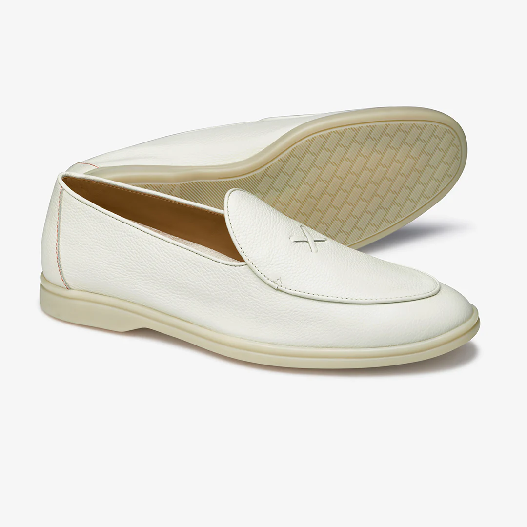 Men's Vintage White Pebbled Leather Viaggio Loafer - Image 7