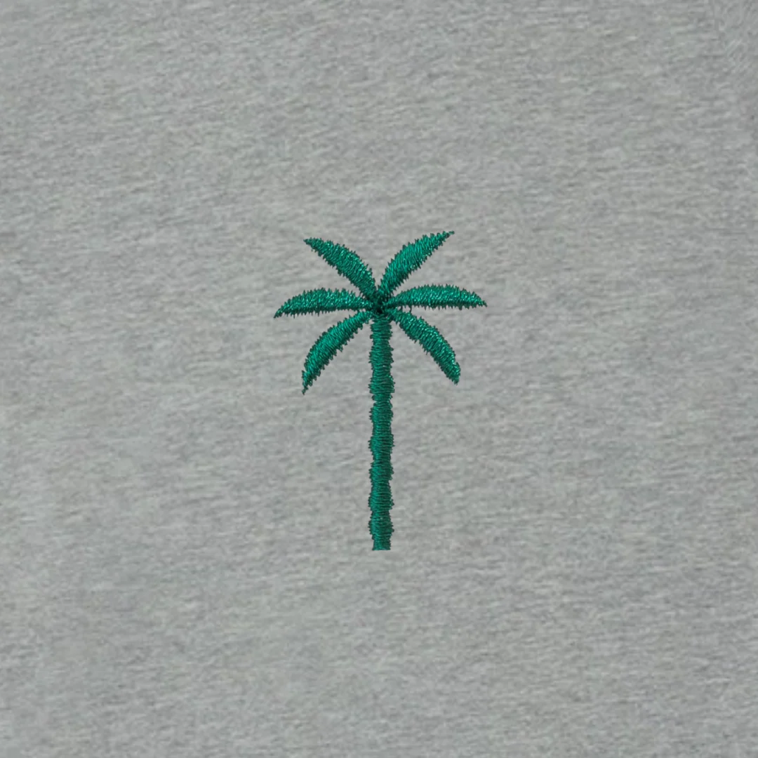 Palm Embroidered Tee - Heather Grey - Image 2