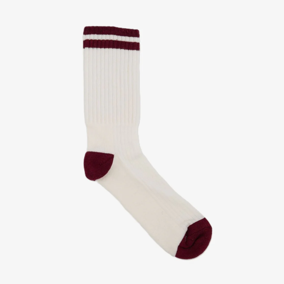 Retro Gym Sock - Vintage White / Red Stripes - Image 4