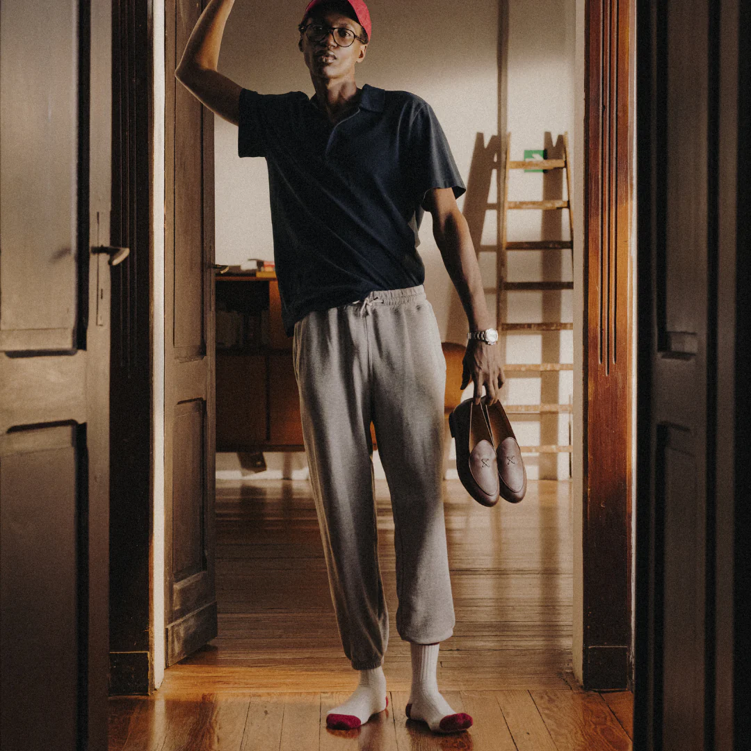 Men's Retro Gym Sweatpants - Heather Grey - Image 3